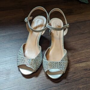 Women's Lauren Lorraine Rhinestone Sparkle Wedge Heels Sz 8.5